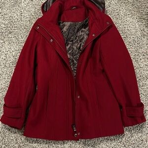 Calvin Klein Women's Burgundy Pea Coat